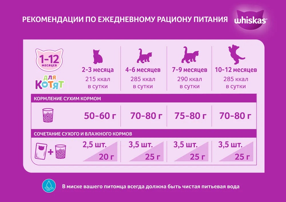WHISKAS Влажный корм для котят Рагу Курица 75гр
