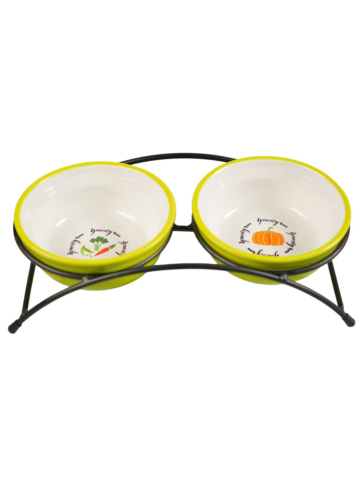 Миски Mr.Kranch на подставке для собак и кошек двойные 2x290 мл летние овощи, салатовые