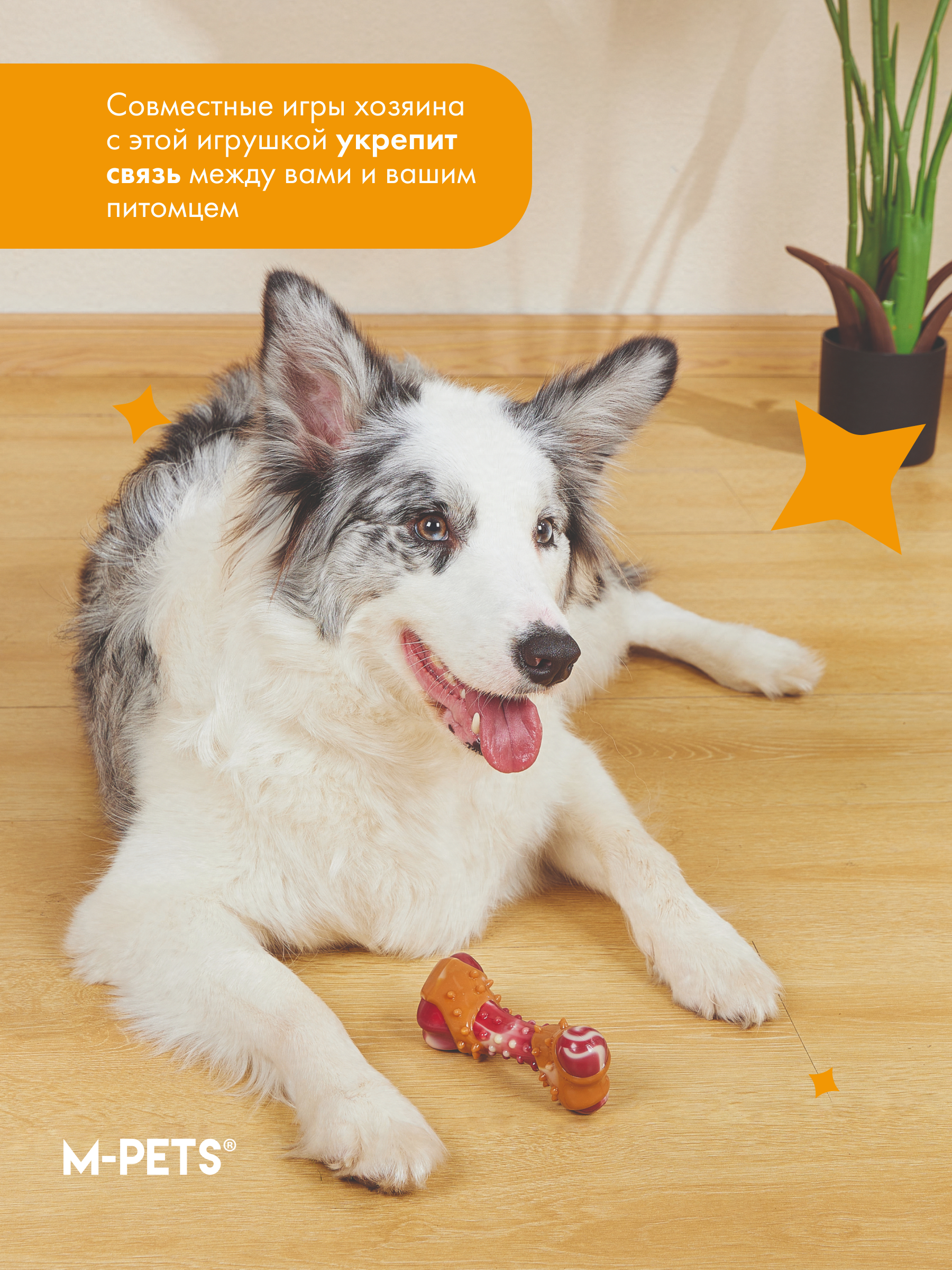 Игрушка для собак Карнивор кость, вкус бекона, красная 11.7 x 4.7 x 4 см MPets 10661499