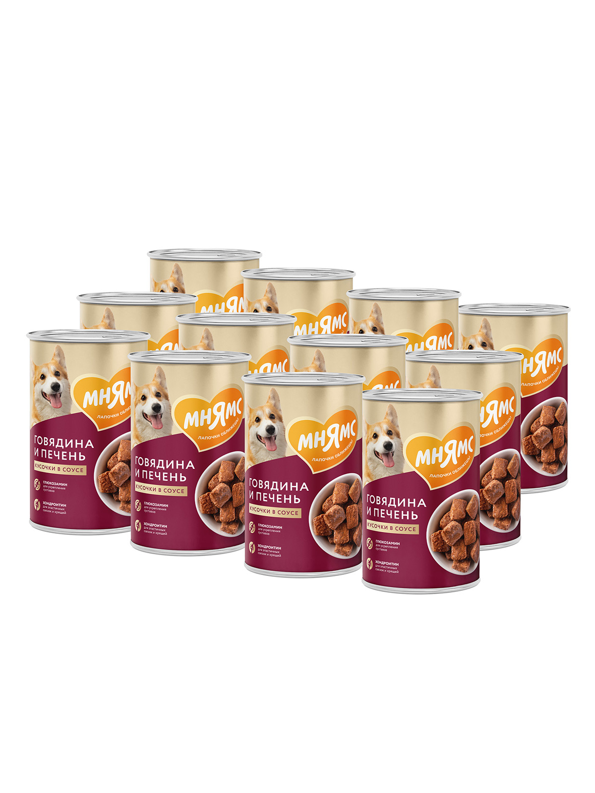 Влажный корм Мнямс На каждый день Кусочки в соусе с говядиной и печенью для собак «ЗДОРОВЫЕ СУСТАВЫ» 400 г