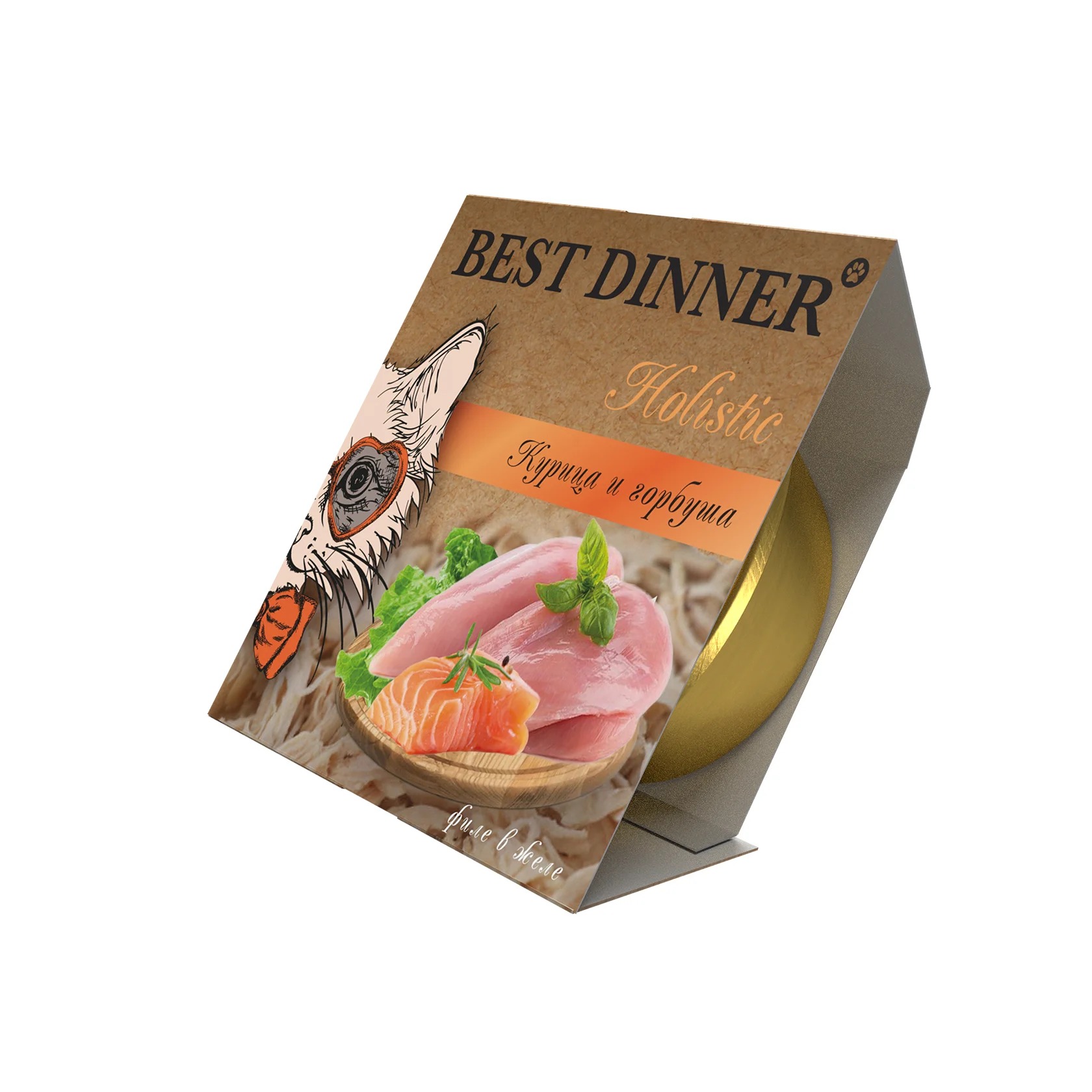 Best Dinner Holistic Бест Диннер Консервы для стерилизованных кошек в желе , курица и горбуша, 75 гр