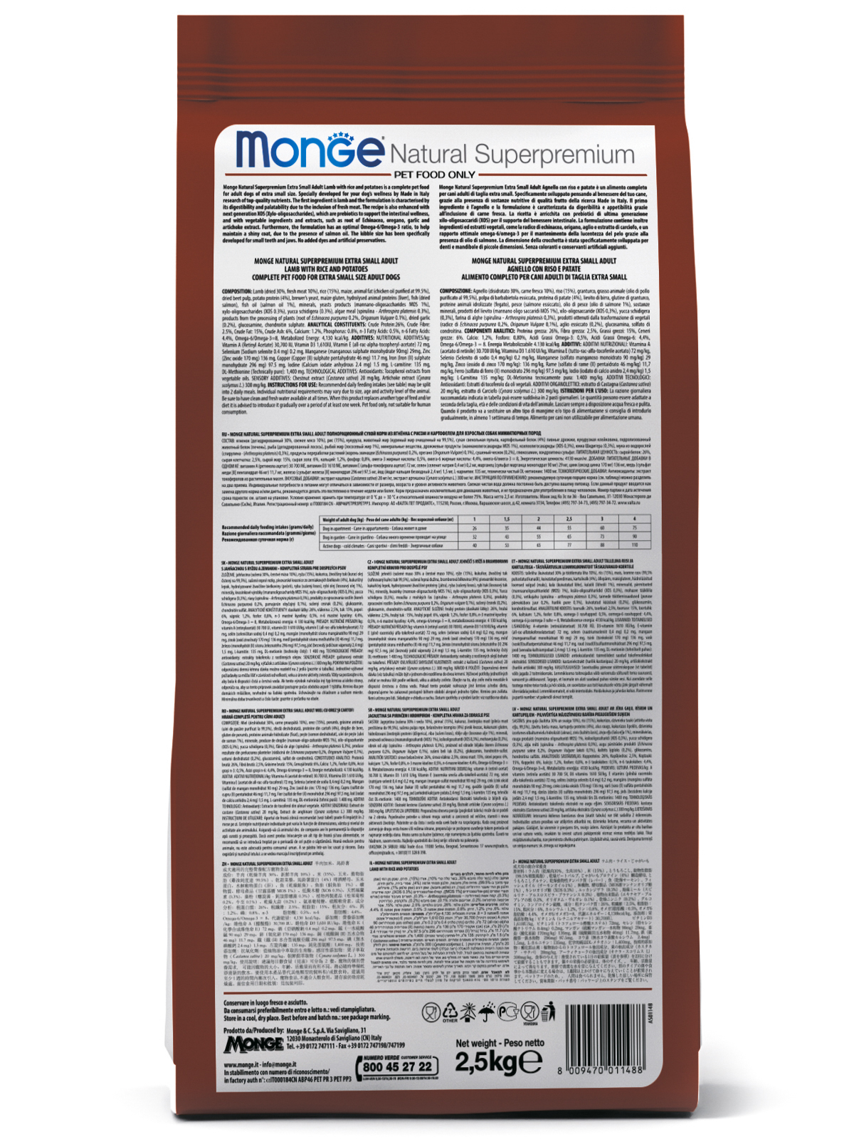 Сухой корм Monge Dog Speciality Line Monoprotein Mini для щенков и беременных собак мелких пород, из ягненка с рисом 2,5 кг