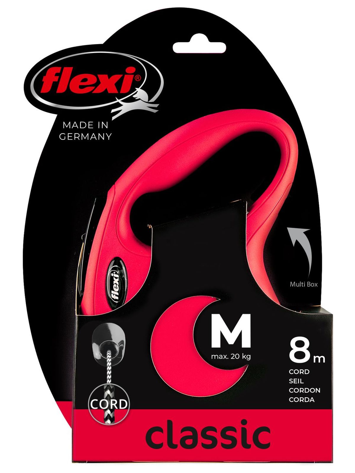 Flexi flexi рулетка New Classic M (до 20 кг) 8 м трос красная