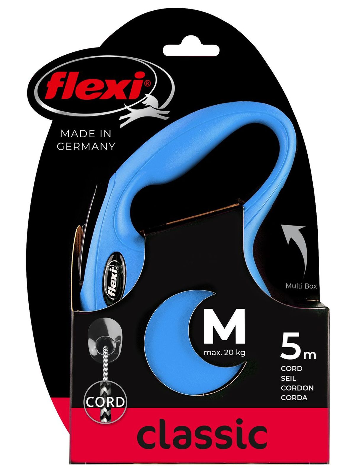 Flexi flexi рулетка New Classic M (до 20 кг) 5 м трос синяя