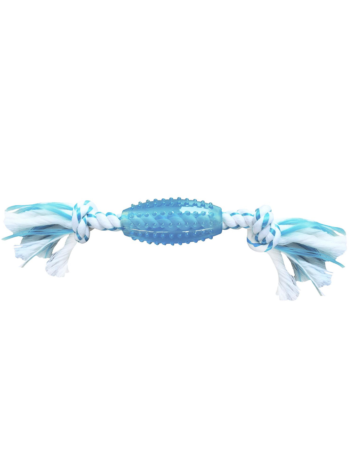 MPG brands CanineClean игрушка для собак Регби синтетическая резина с канатом 25 см с ароматом мяты, голубой