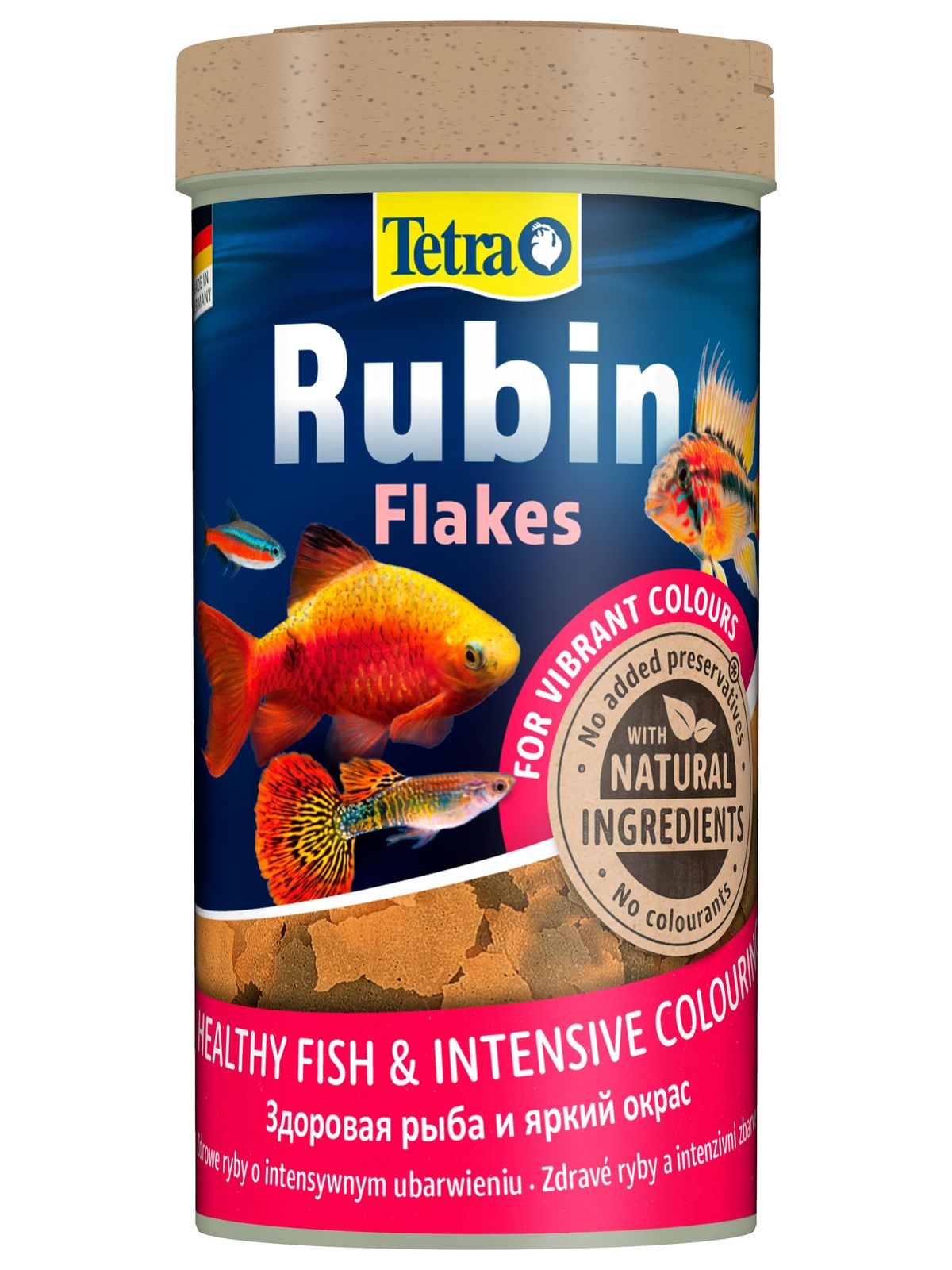 TetraRubin корм в хлопьях для улучшения окраса всех видов рыб 250 мл