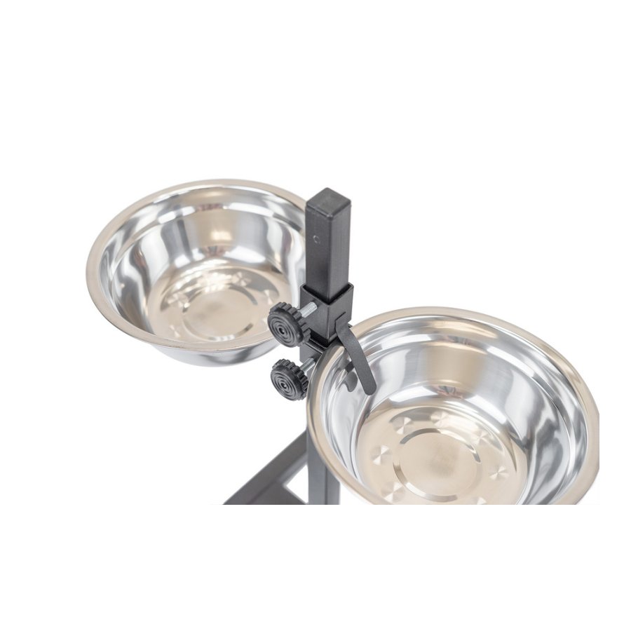 Моськи-Авоськи Миска металлическая регулируемая высота 40 см, нержавеющая сталь, 2х700 мл, диаметр18 см, цвет подставки чёрный