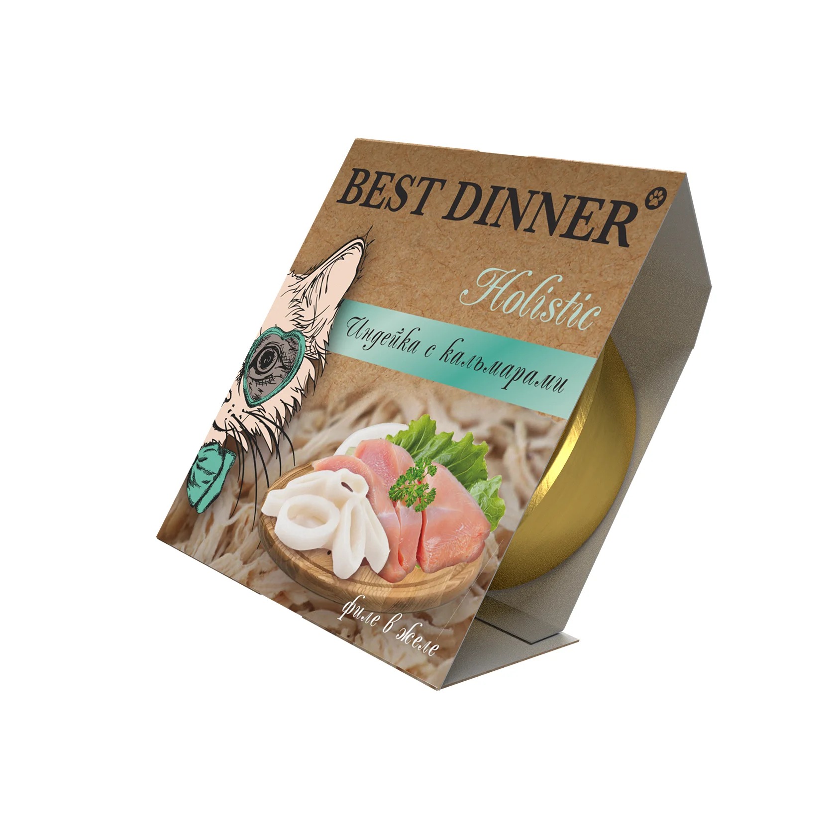 Best Dinner Holistic Бест Диннер  Консервы для стерилизованных кошек в желе, индейка с кальмарами, 75 гр
