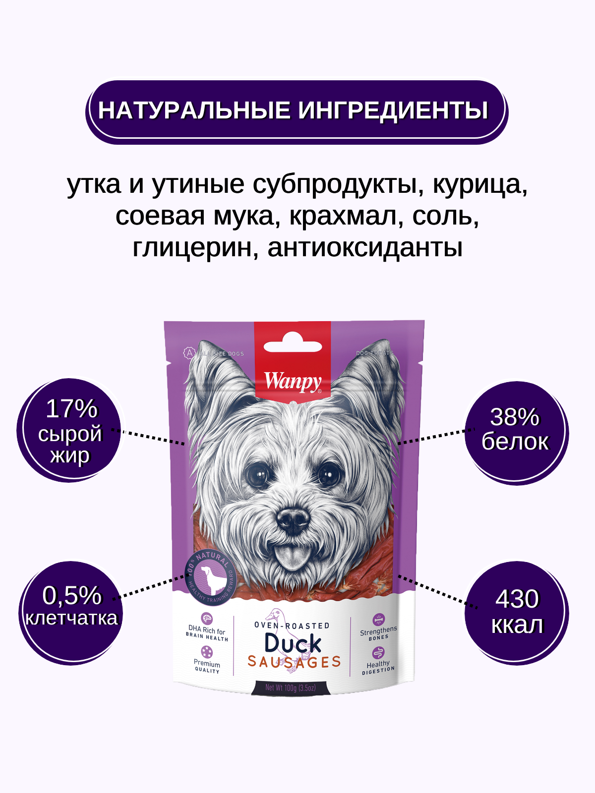 Wanpy Dog лакомство утиные сосиски 100 г