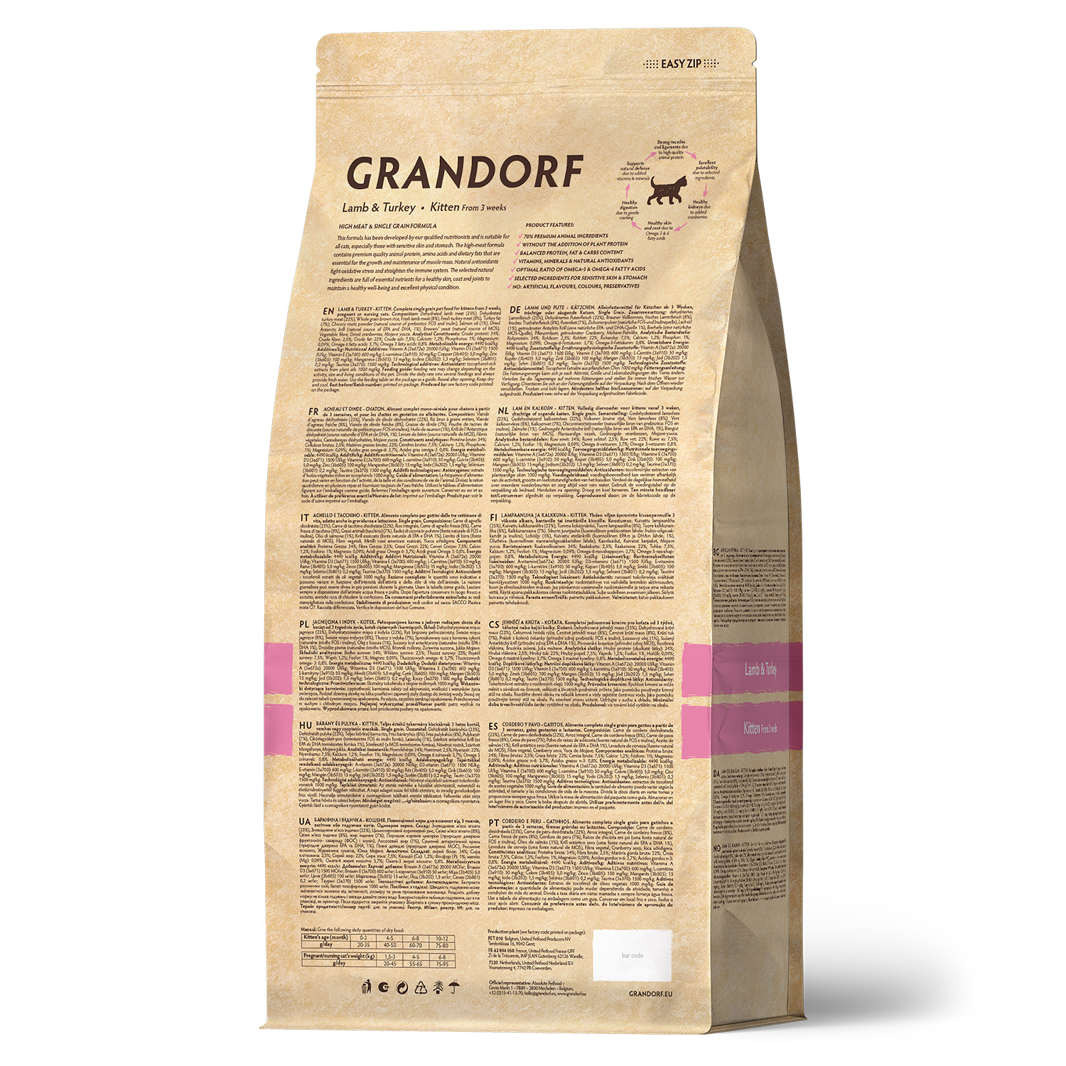 Grandorf Сухой корм для котят с ягненком и индейкой 2 кг 5407007851201