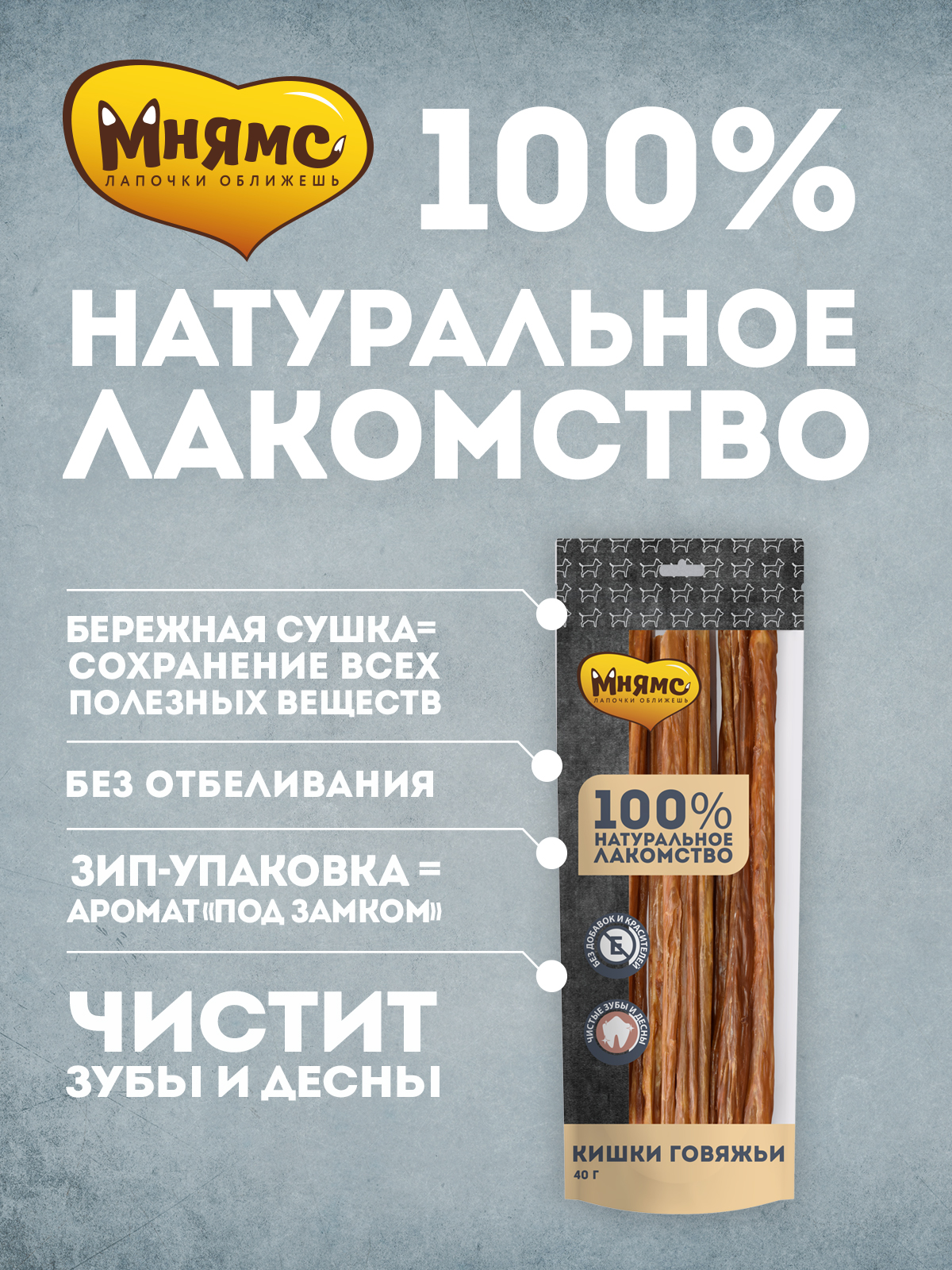 Лакомство Мнямс На каждый день для собак Кишки говяжьи 40 г