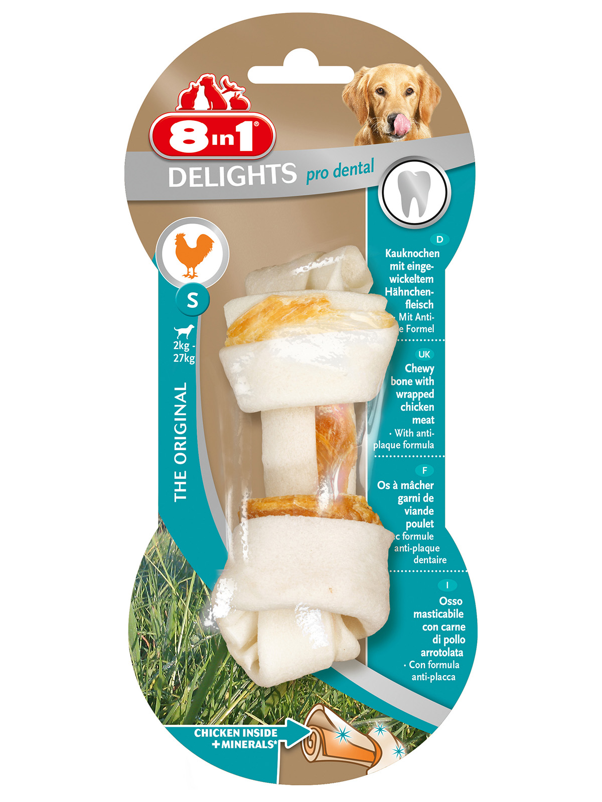 8in1 DENTAL DELIGHTS S косточка с куриным мясом для мелких и средних собак с минералами 11 см