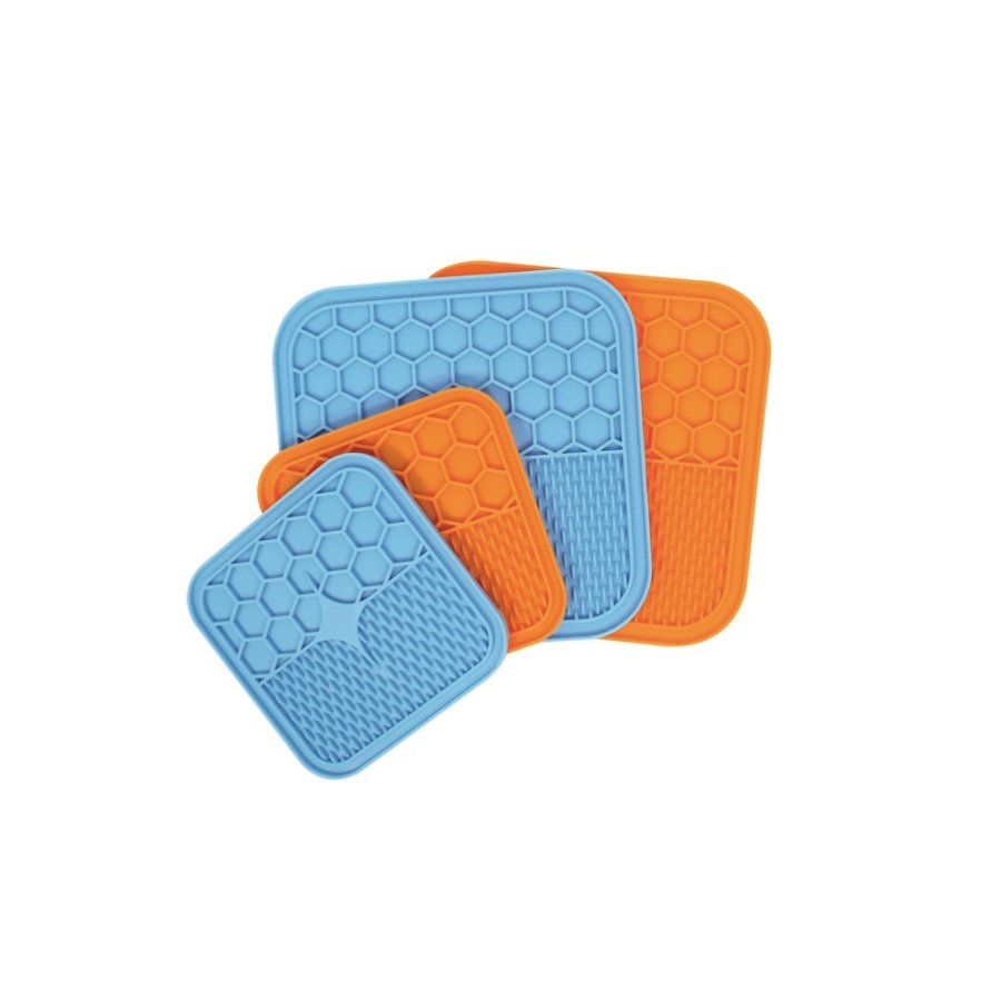 M-PETS Лизательный коврик для домашних животных, размер S, 15x15x1 см, цвет голубой