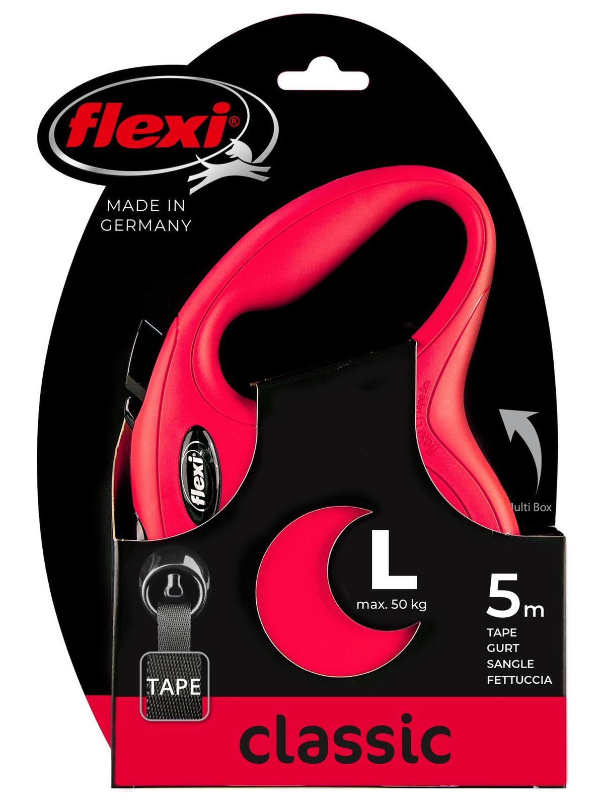 Flexi flexi рулетка New Classic L (до 50 кг) лента 5 м красная