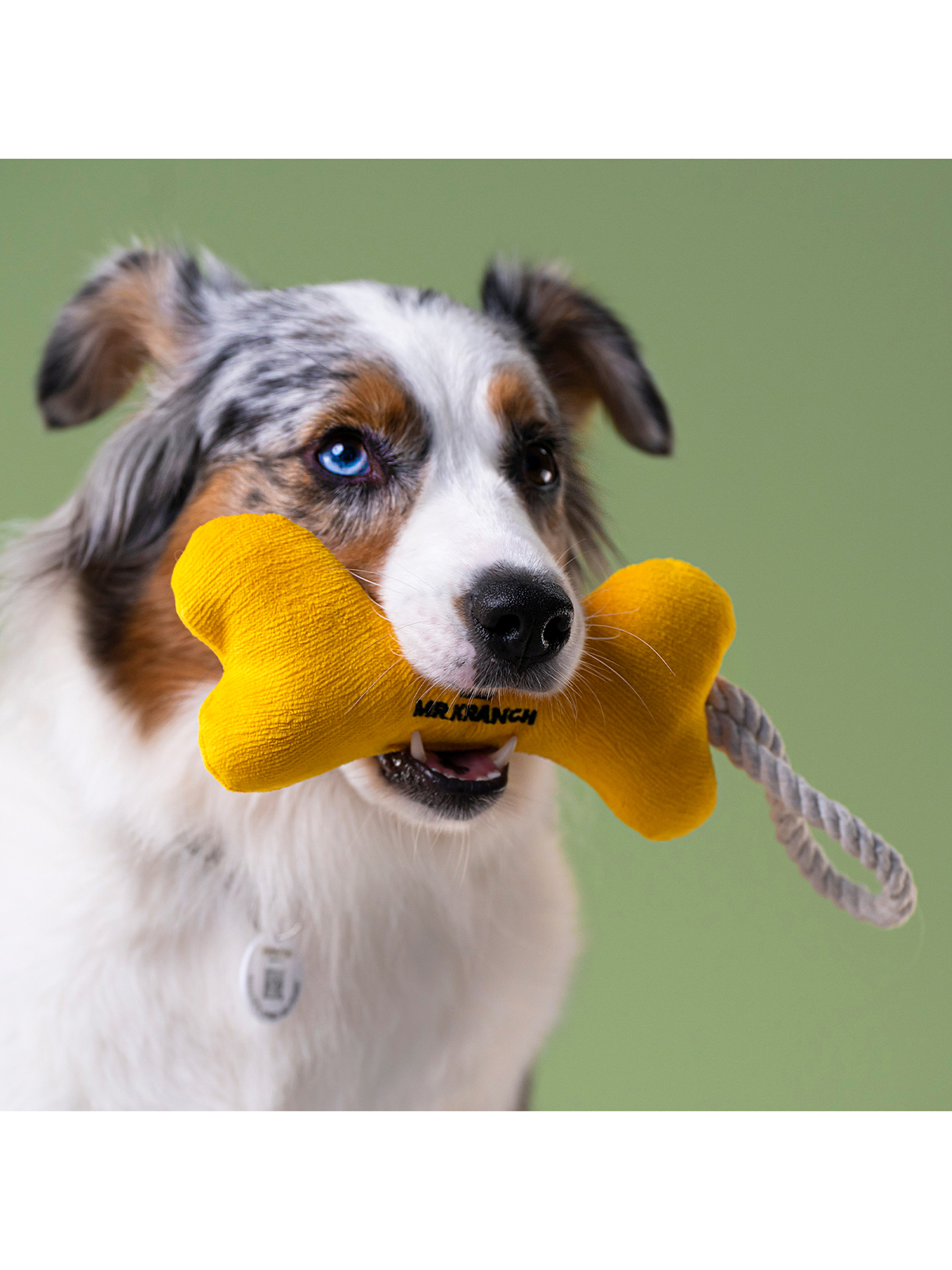 Игрушка Mr.Kranch для собак мелких и средних пород Косточка с канатом 31х9х4см, желтая