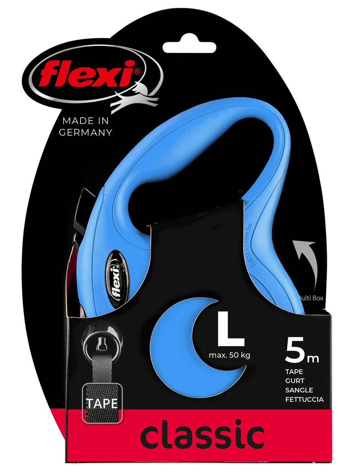 flexi рулетка New Classic L (до 50 кг) лента 5 м синяя