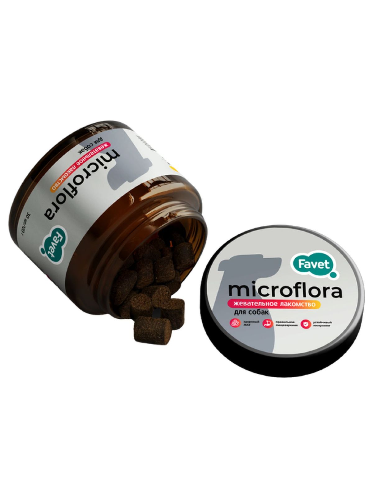 Favet Microflora Функциональное лакомство для пищ. сист. для собак, 120г