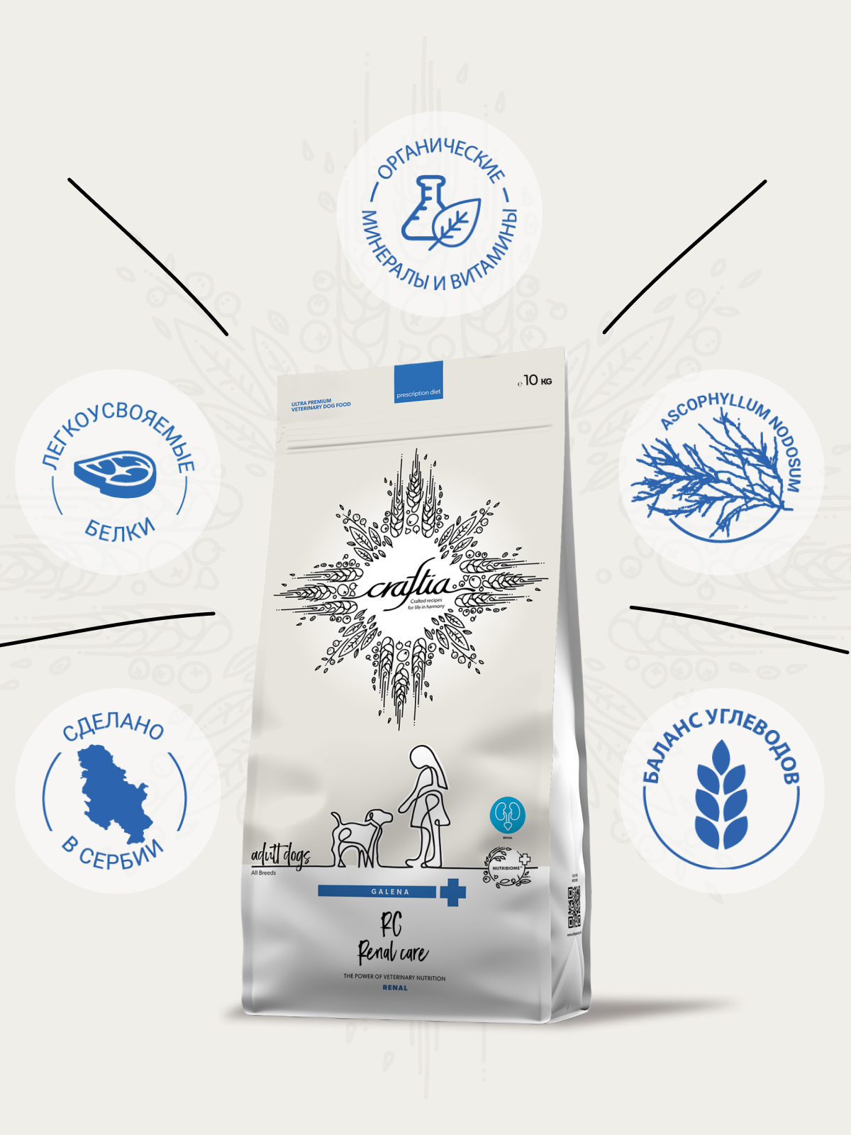 Ветеринарная диета CRAFTIA GALENA DOG RENAL CARE Ренал для собак при почечной недостаточности 10 кг