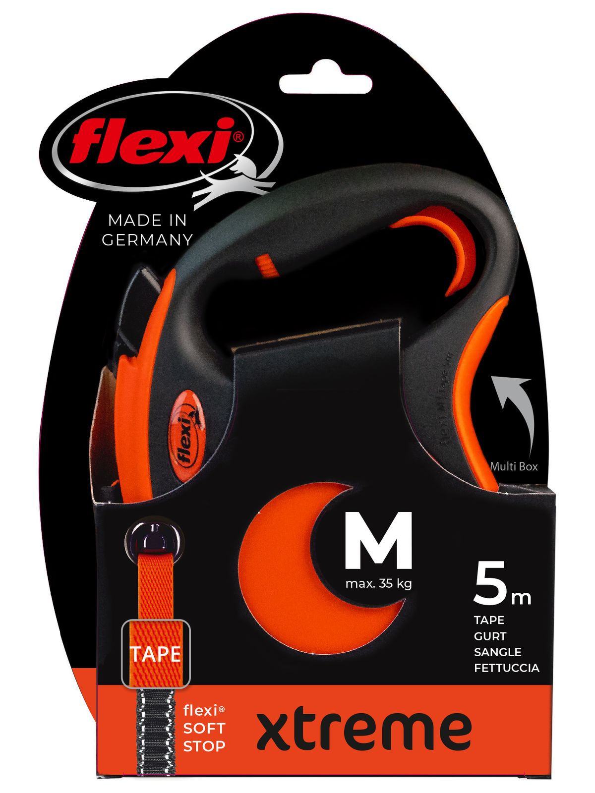 Flexi flexi рулетка Xtreme M (до 35 кг) 5 м лента оранжевая