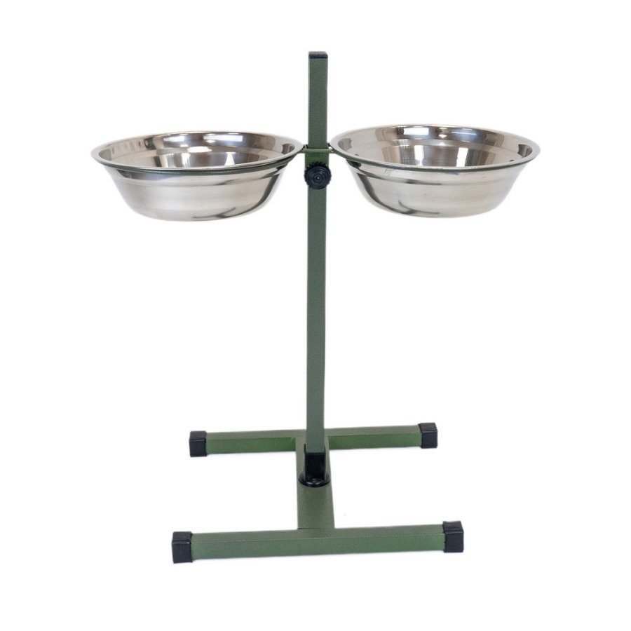 Моськи-Авоськи Миска металлическая регулируемая высота 50 см, нержавеющая сталь, 2х1,5 л, диаметр 22 см, цвет подставки хамелеон