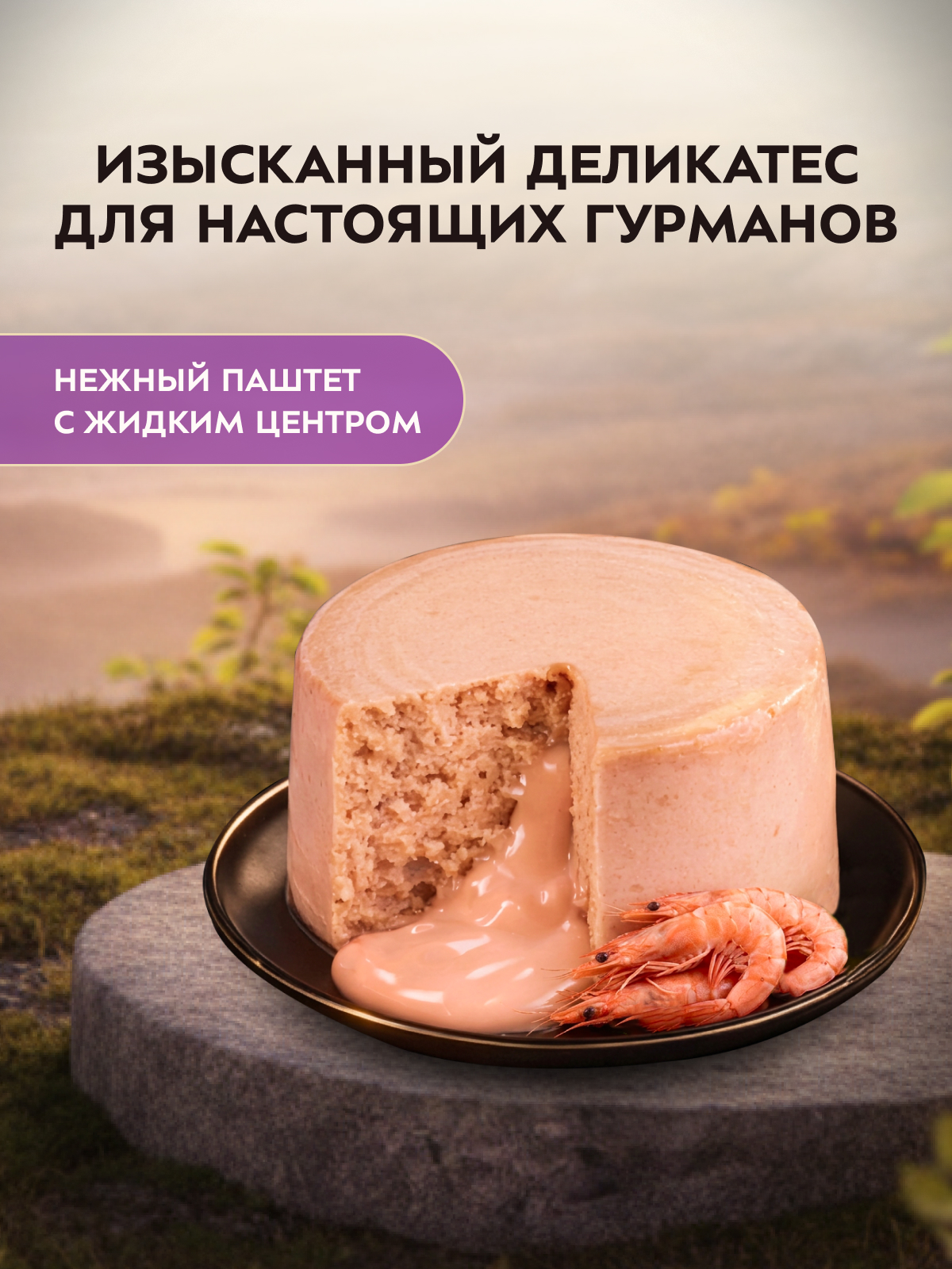 Влажный корм Мнямс Деликатес "Фондан" из мяса курицы с маслом криля для кошек 80 г