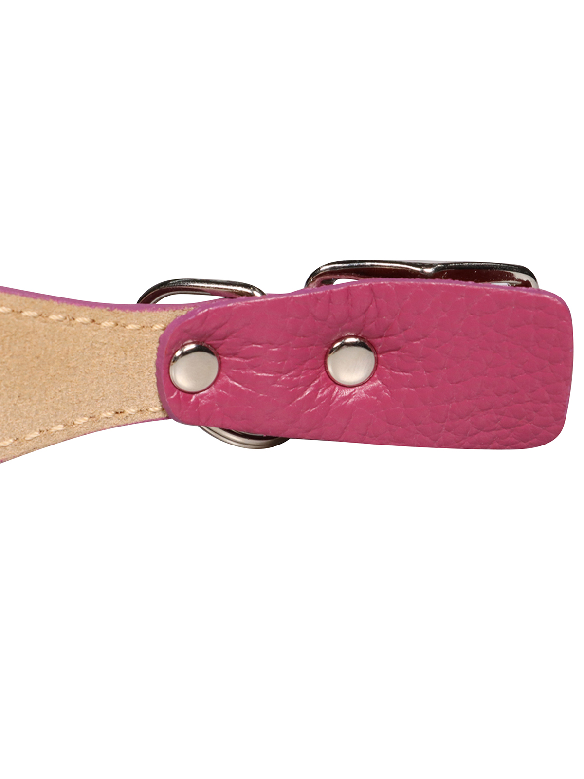 Ошейник Mr.Kranch для собак из натуральной кожи с QR-адресником, 33-40см, малиновый