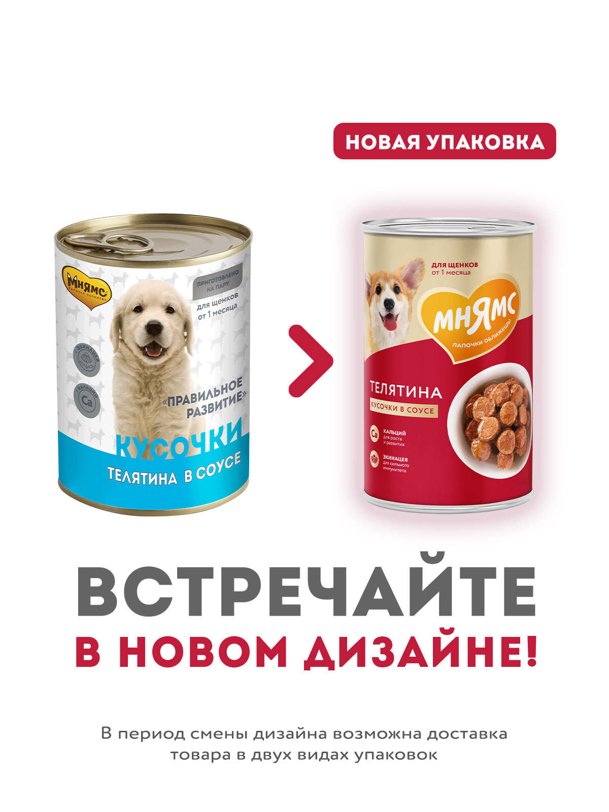 Мнямс  Влажный корм На каждый день Кусочки в соусе с телятиной для щенков «ПРАВИЛЬНОЕ РАЗВИТИЕ» 400 г