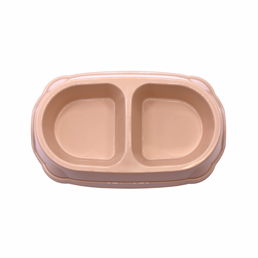 Миска для животных Моськи-Авоськи двойная 2х250 мл, бежевая