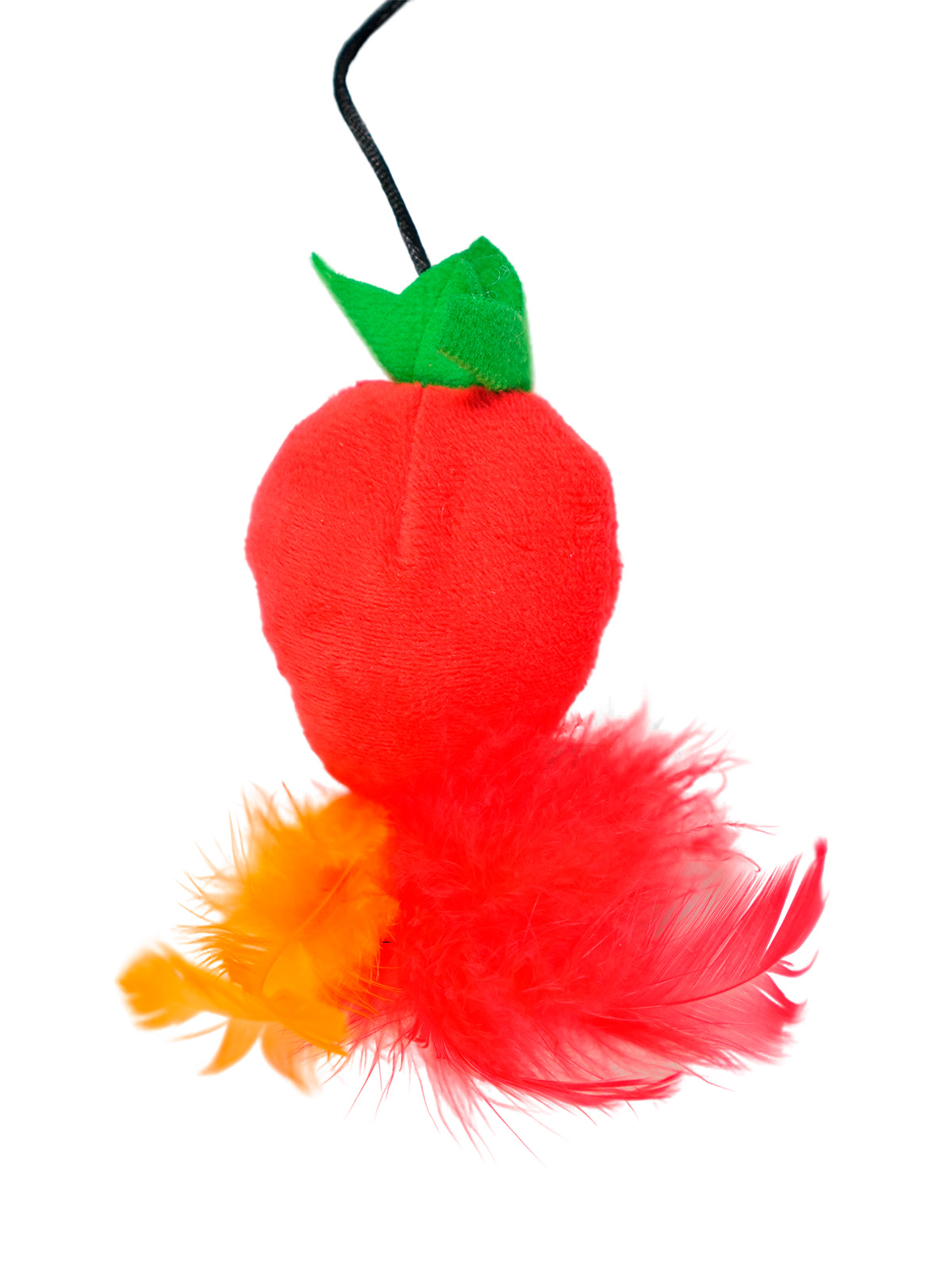 Игрушка-дразнилка Mr.Kranch для кошек Клубничка плюшевая с кошачьей мятой и перышками 17 см красная