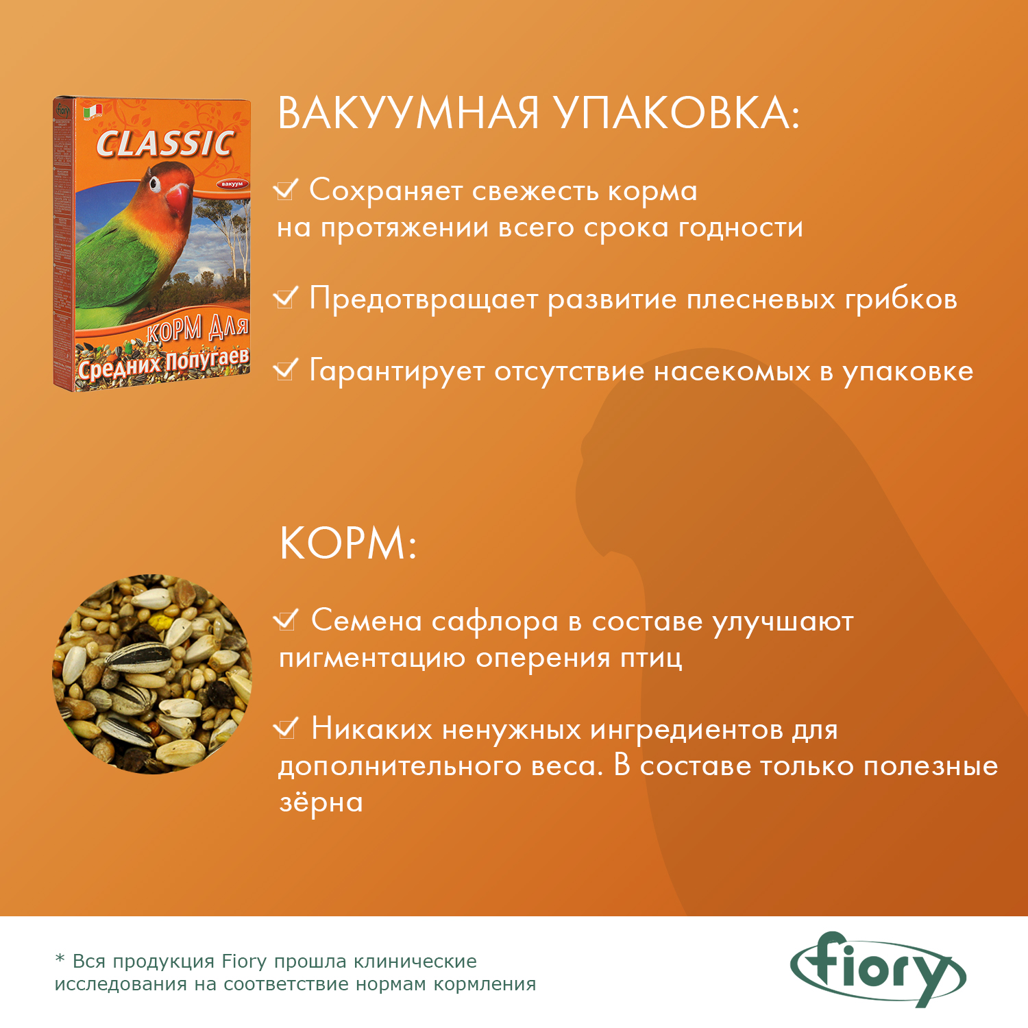Корм Fiory Classic для средних попугаев 650 г