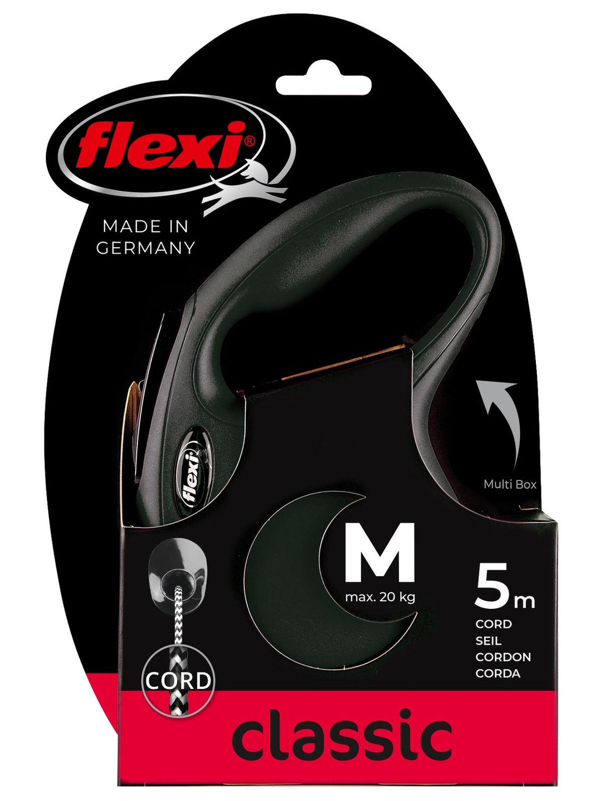 Flexi flexi рулетка New Classic M (до 20 кг) 5 м трос черная