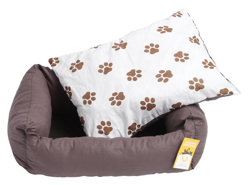 Моськи-Авоськи Лежанка СКАЗКА поплин ГРАФИТ/ЛАПКИ S 50х42х16,млапки