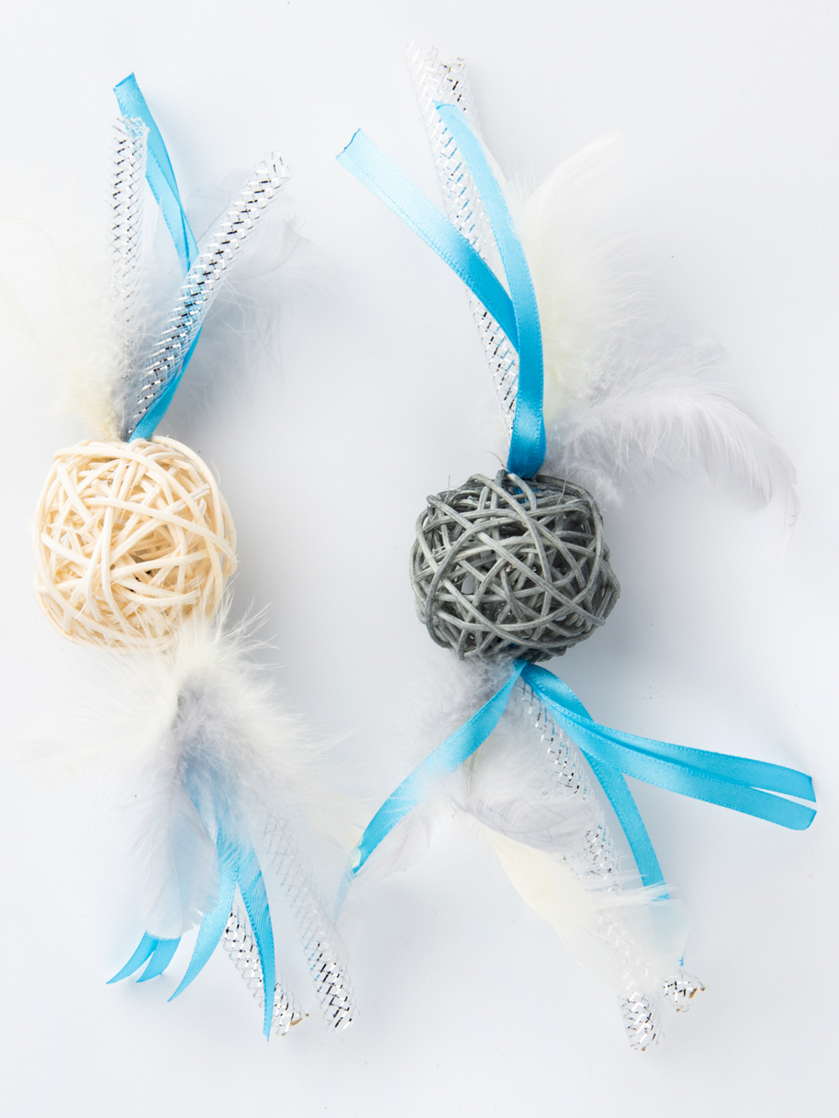 MPG brands Игрушка Petpark для кошек Плетёные мячики с перьями (2 шт в комплекте)