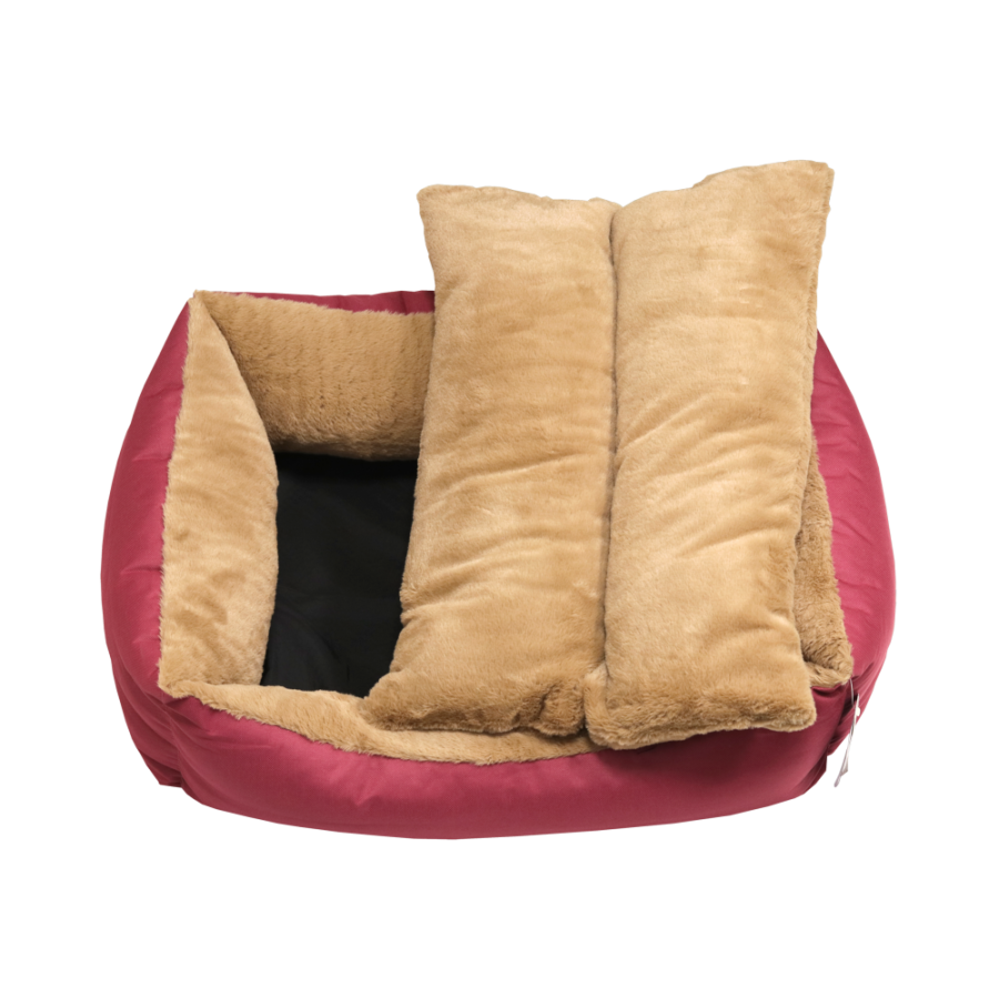 STORYTAILS Лежанка LOOIE прямоугольная с мехом Красный  M 70 x 60 x 23 см