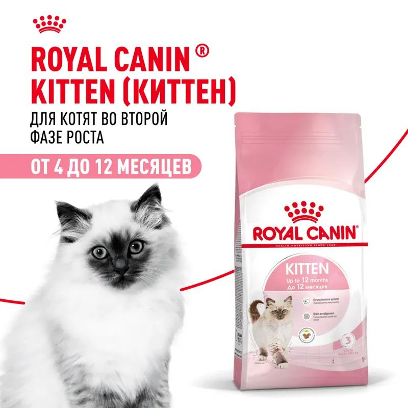 Сухой корм Royal Canin Kitten, для котят от 4 до 12 месяцев 1,2 кг