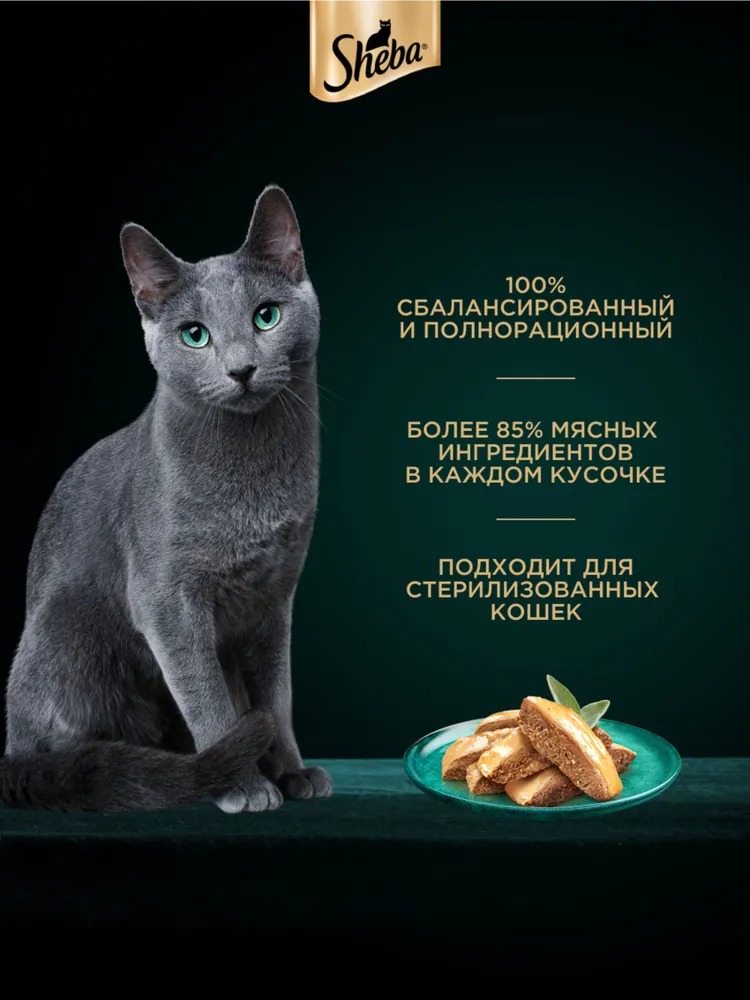 Sheba  Влажный корм для кошек паштет, с курицей, 75гр