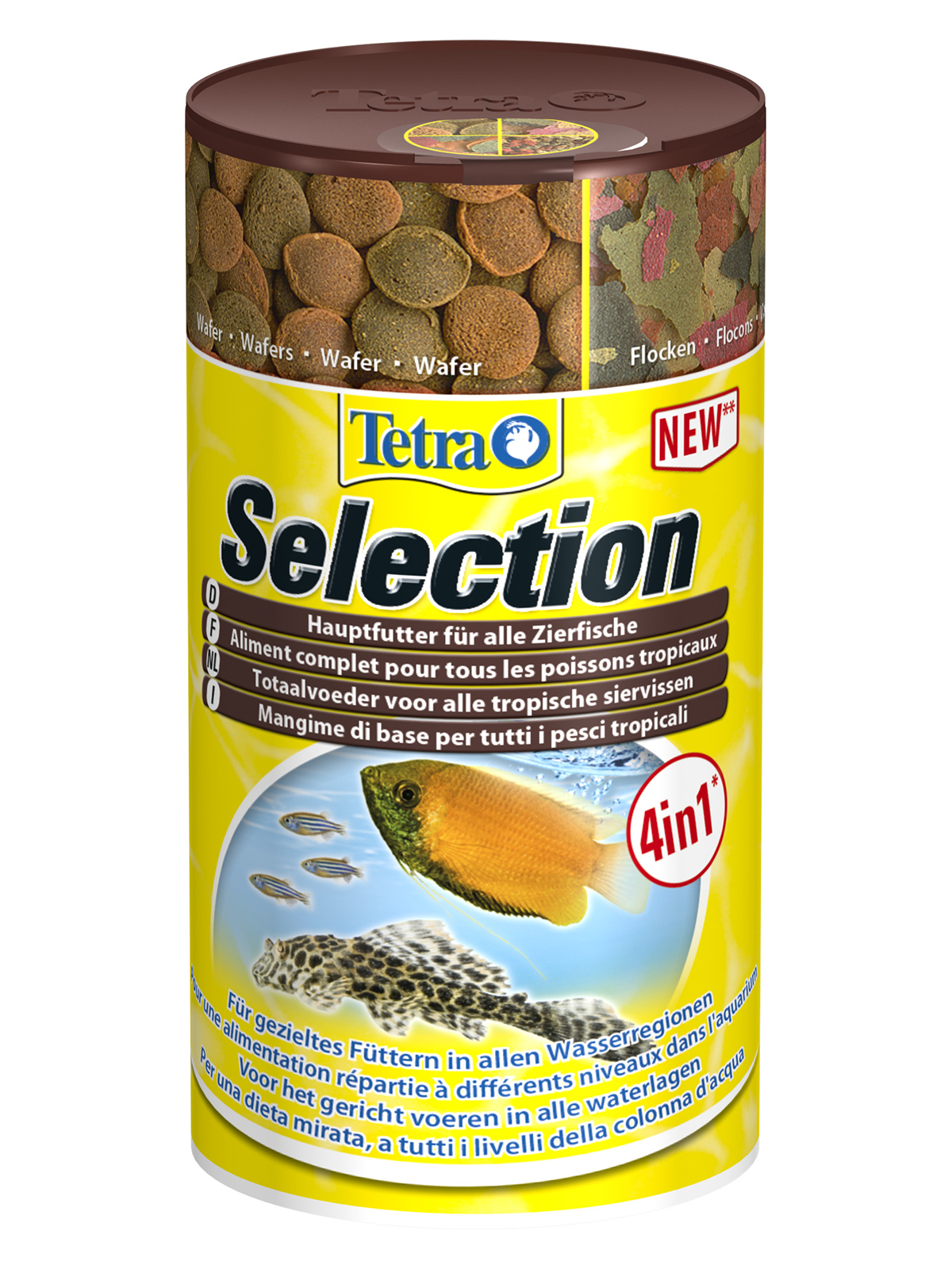 TetraSelection корм для всех видов рыб "4 вида" хлопья/чипсы/гранулы 100 мл