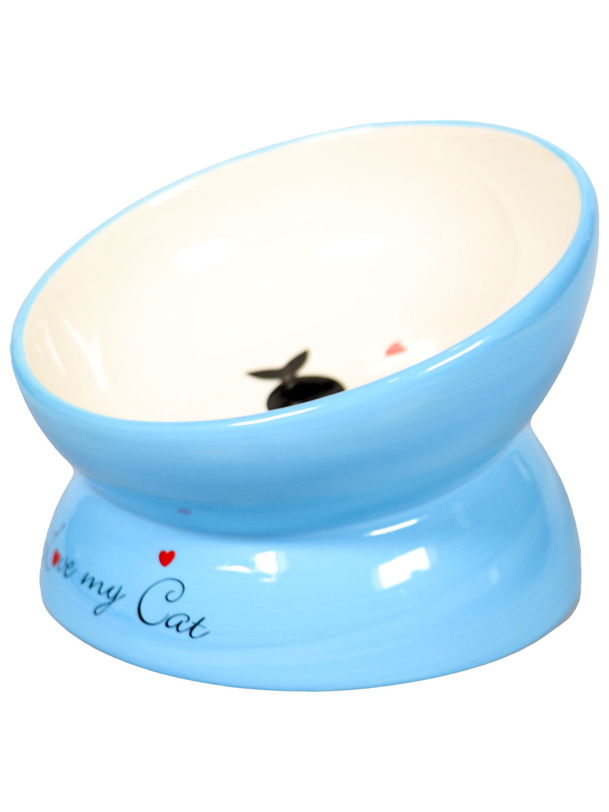 Миска Mr.Kranch керамическая для кошек на подставке 120 мл, голубая