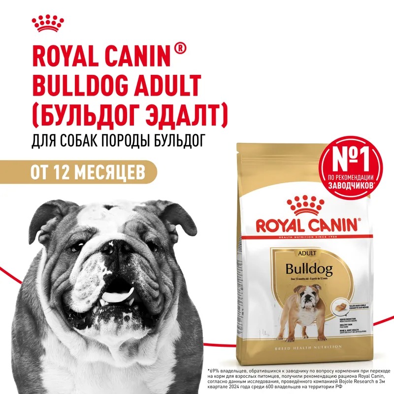 Royal Canin Bulldog Adult, Сухой корм для собак породы Бульдог 12 кг