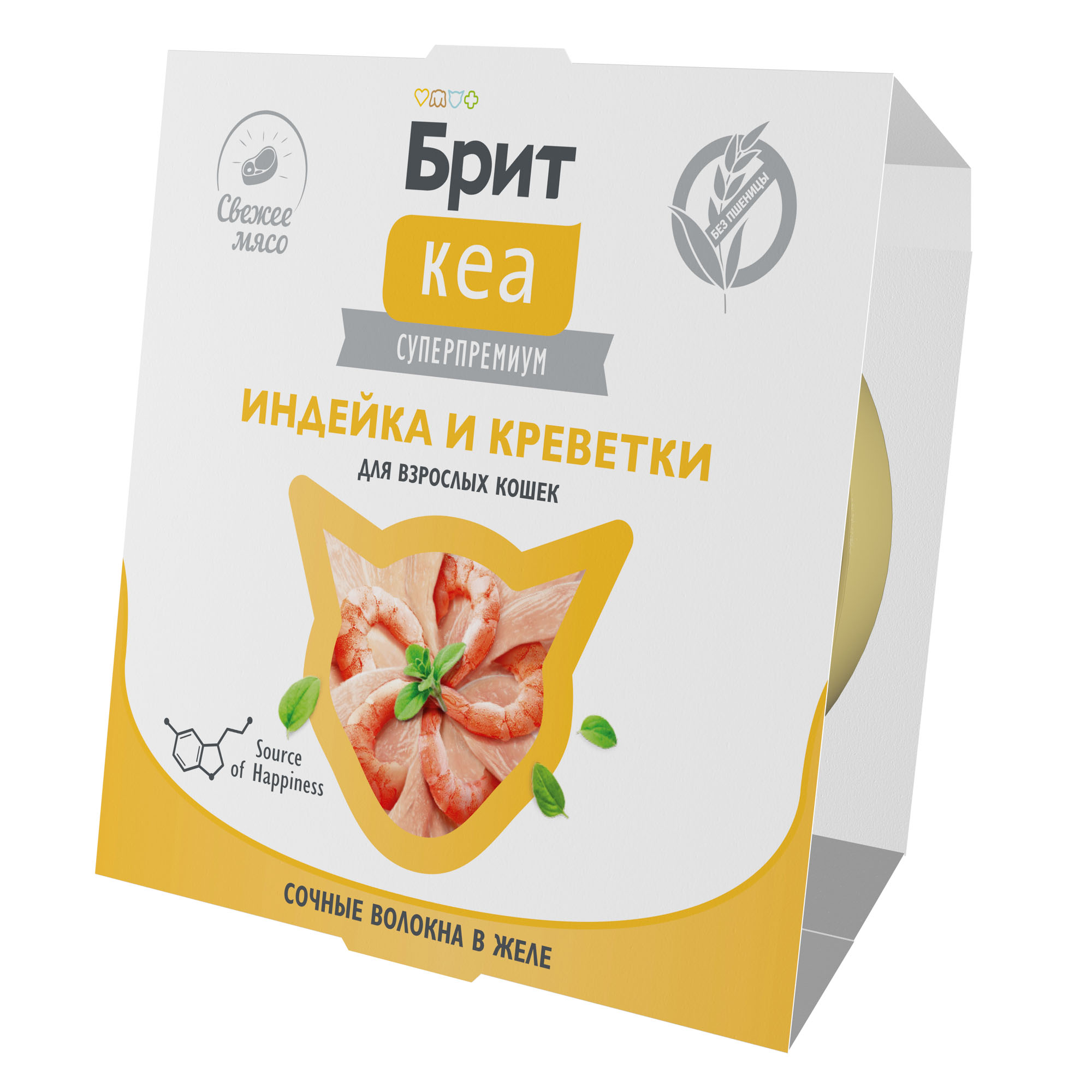 Brit Care Брит Кеа Корм для взрослых кошек в желе, индейка и креветки, 75 г  1062912