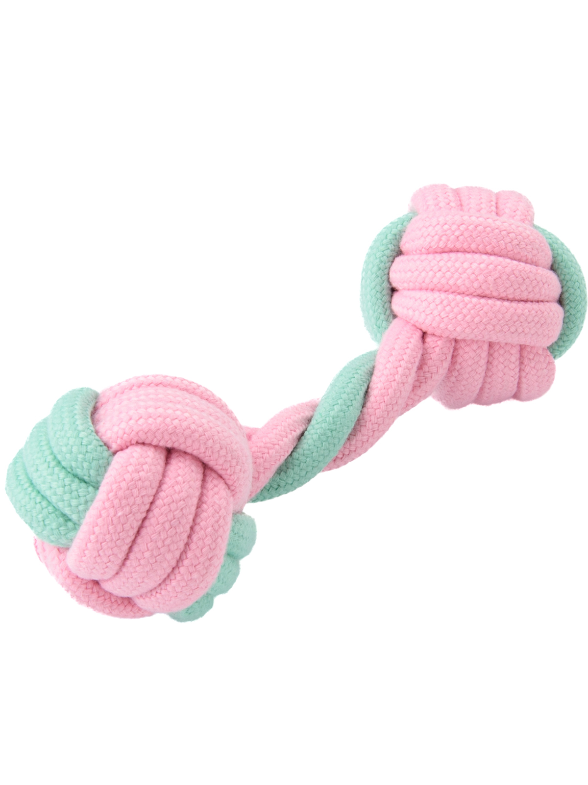 Игрушка Mr.Kranch для собак Гантель из каната 14*5 см розовая с голубым