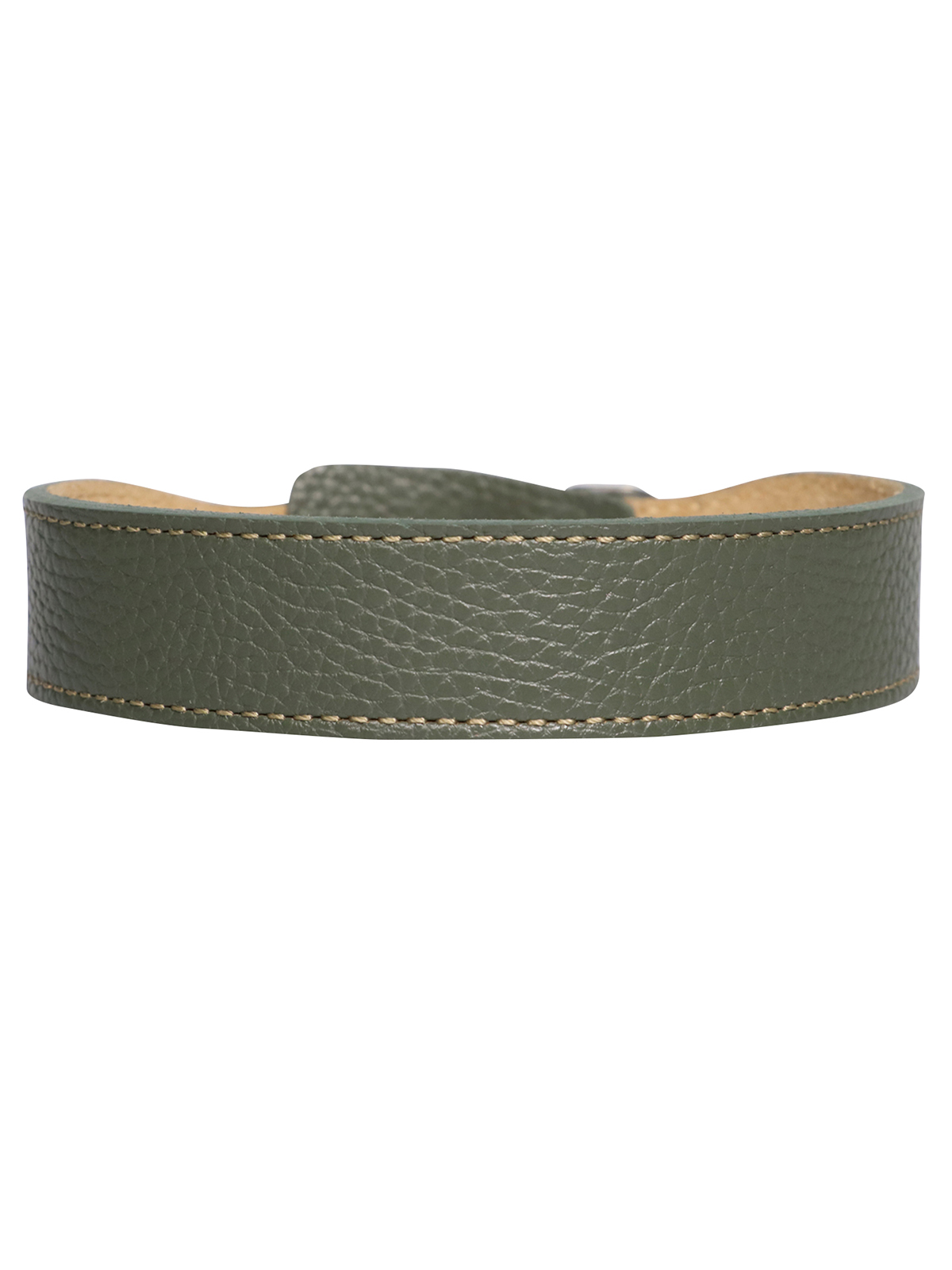 Ошейник Mr.Kranch для собак из натуральной кожи с QR-адресником, 30-35см, оливковый