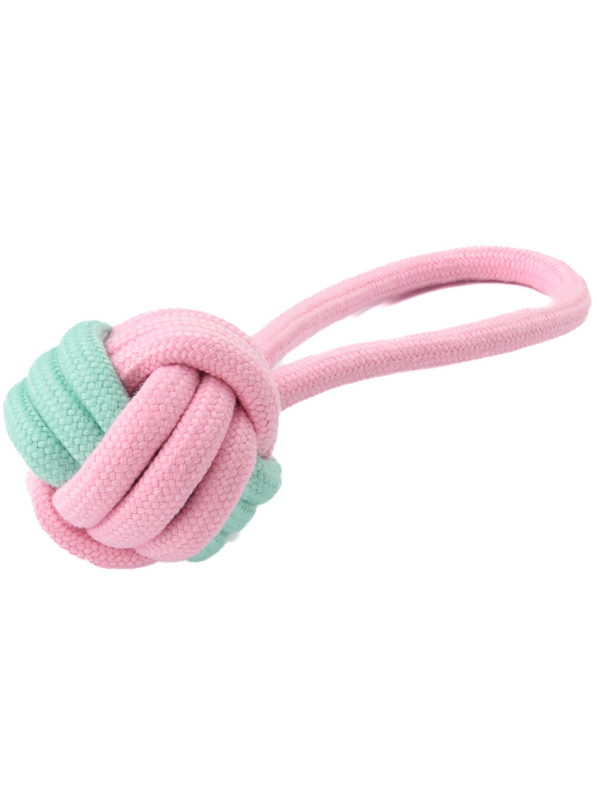 Игрушка Mr.Kranch для собак Мяч из каната на кольцевом шнуре 15*5 см розовая с голубым (35002)