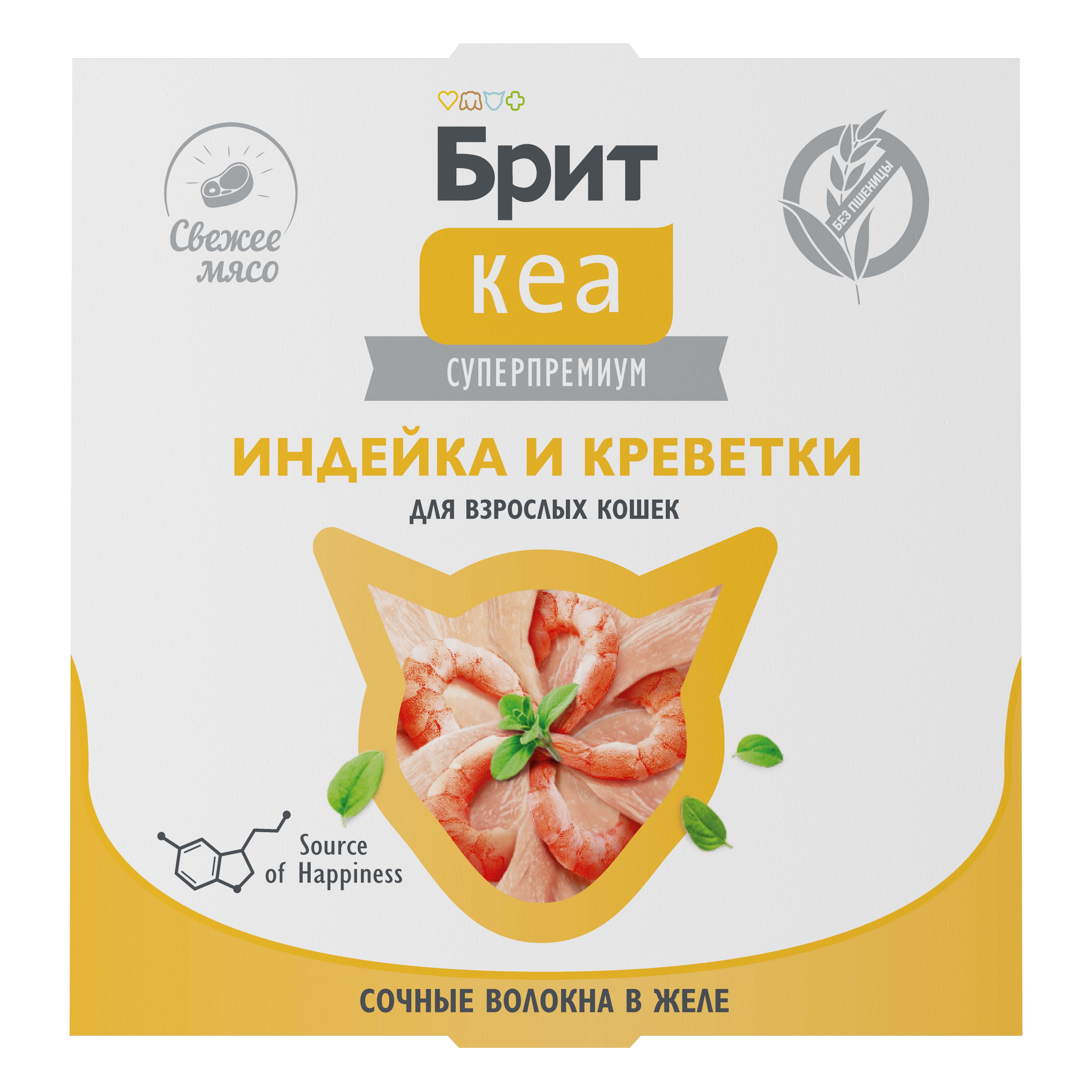 Brit Care Брит Кеа Корм для взрослых кошек в желе, индейка и креветки, 75 г  1062912