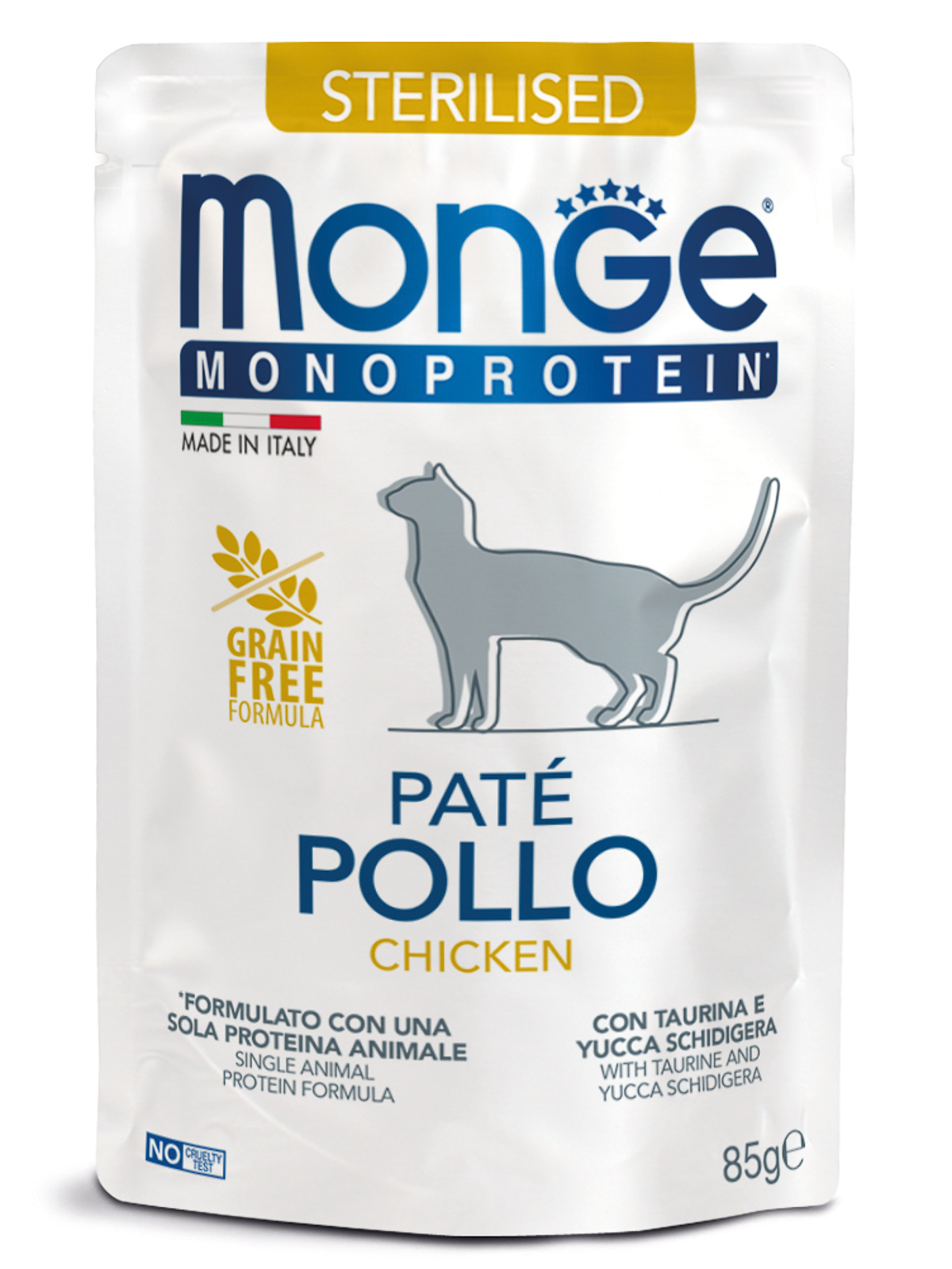 Влажный корм Monge Cat Monoprotein для стерилизованных кошек, из курицы, паучи 85 г -28 шт