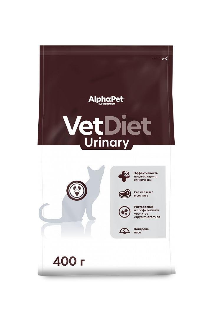 AlphaPet VetDiet Urinary Сухой корм для кошек при МКБ 400г