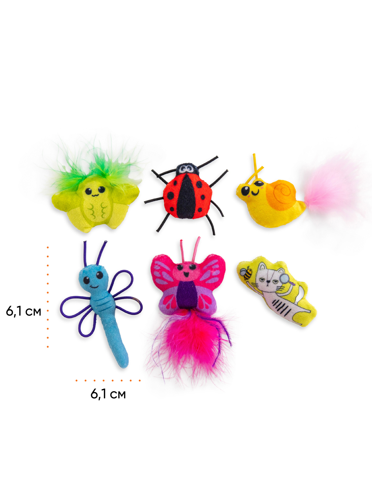 Игрушка Catstages Dental для кошек "Друзья - насекомые" с кошачьей мятой, 6 шт в комплекте (34005)