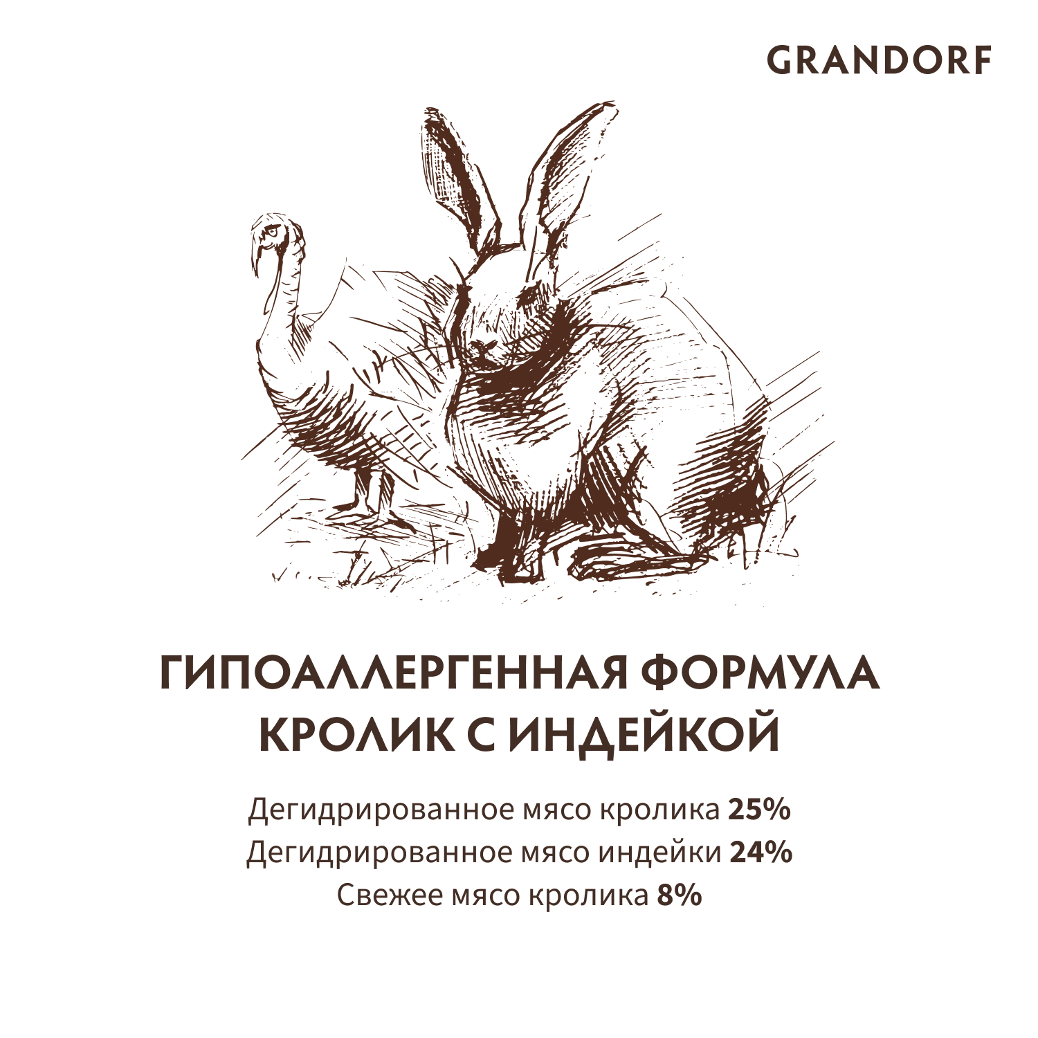 Grandorf Сухой корм для стерилизованных кошек с кроликом 8 кг 5407007852413