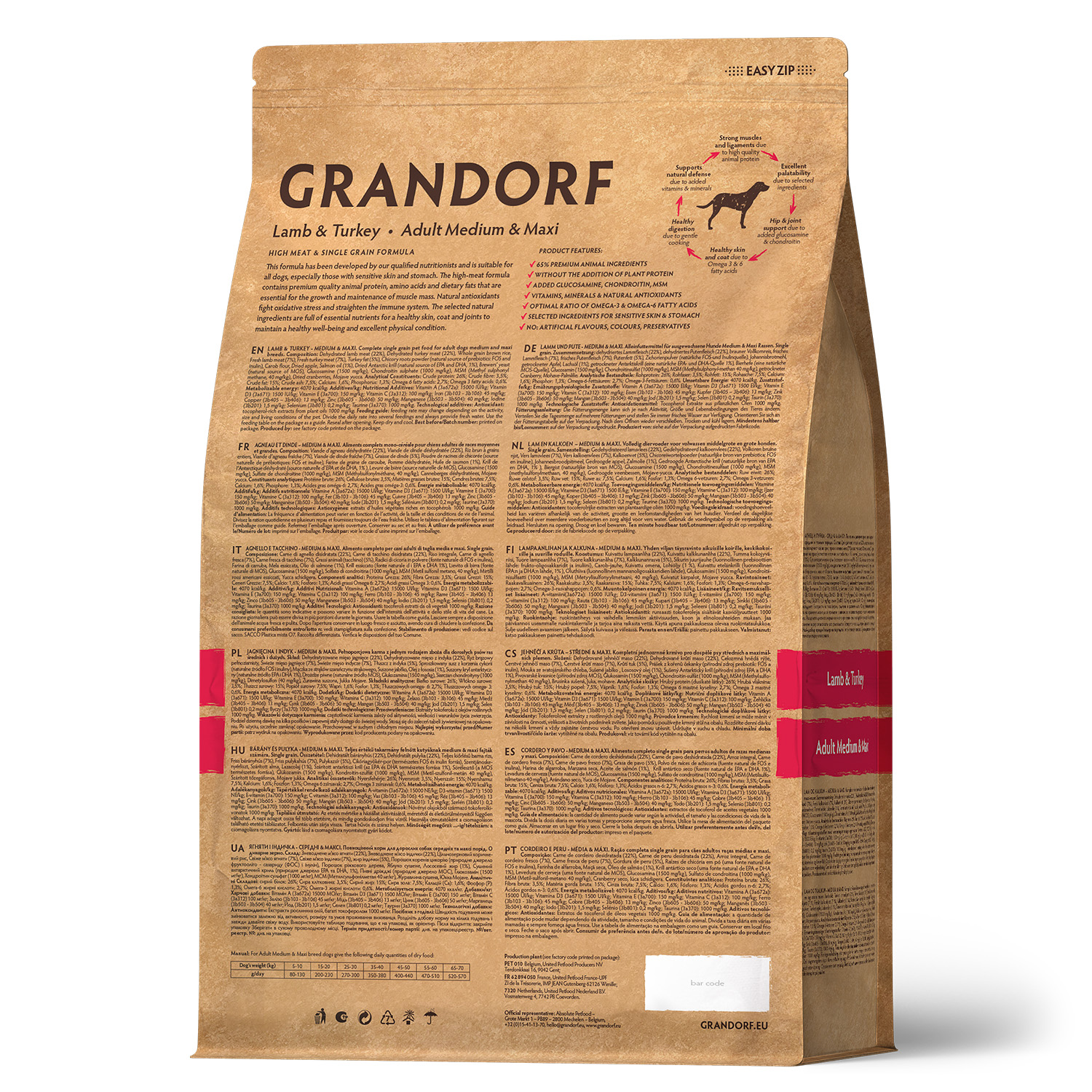 Grandorf Сухой корм для средних собак с ягнёнком и индейкой 10 кг 5407007850976
