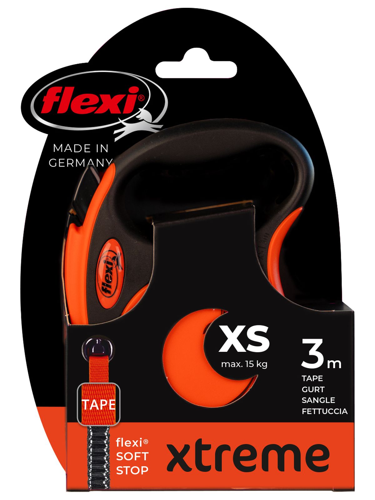 Flexi flexi рулетка Xtreme XS (до 15 кг) 3 м лента оранжевая